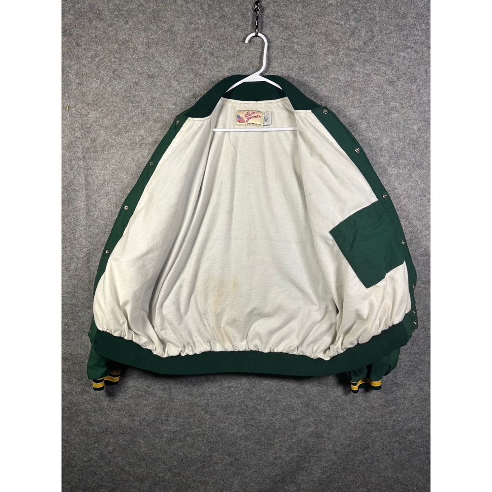 Ripon Jackets Mens Green Yellow Stripe Letterman Style Bomber Jacket XXXL USA‎ - Picture 9 of 10